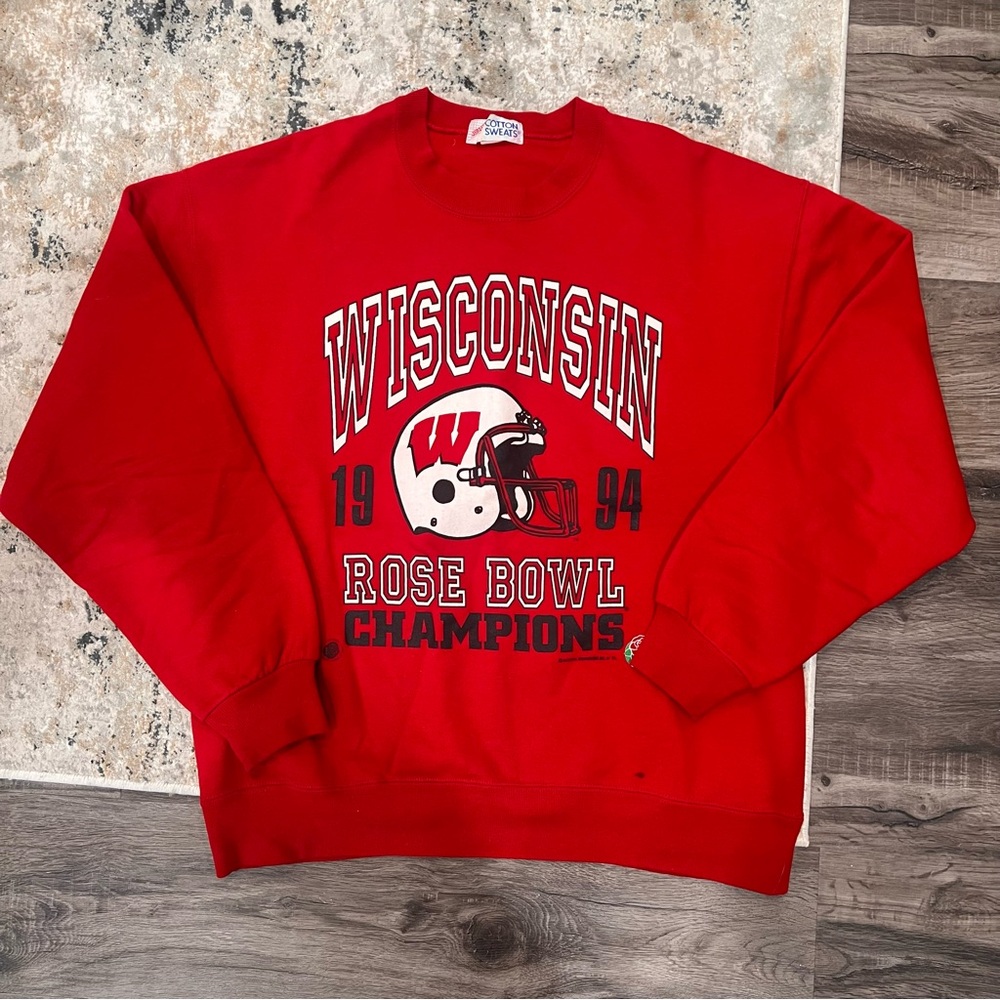 90s Wisconsin Badgers Rose Bowl Crewneck Streetwear Sportswear Mens Size Large